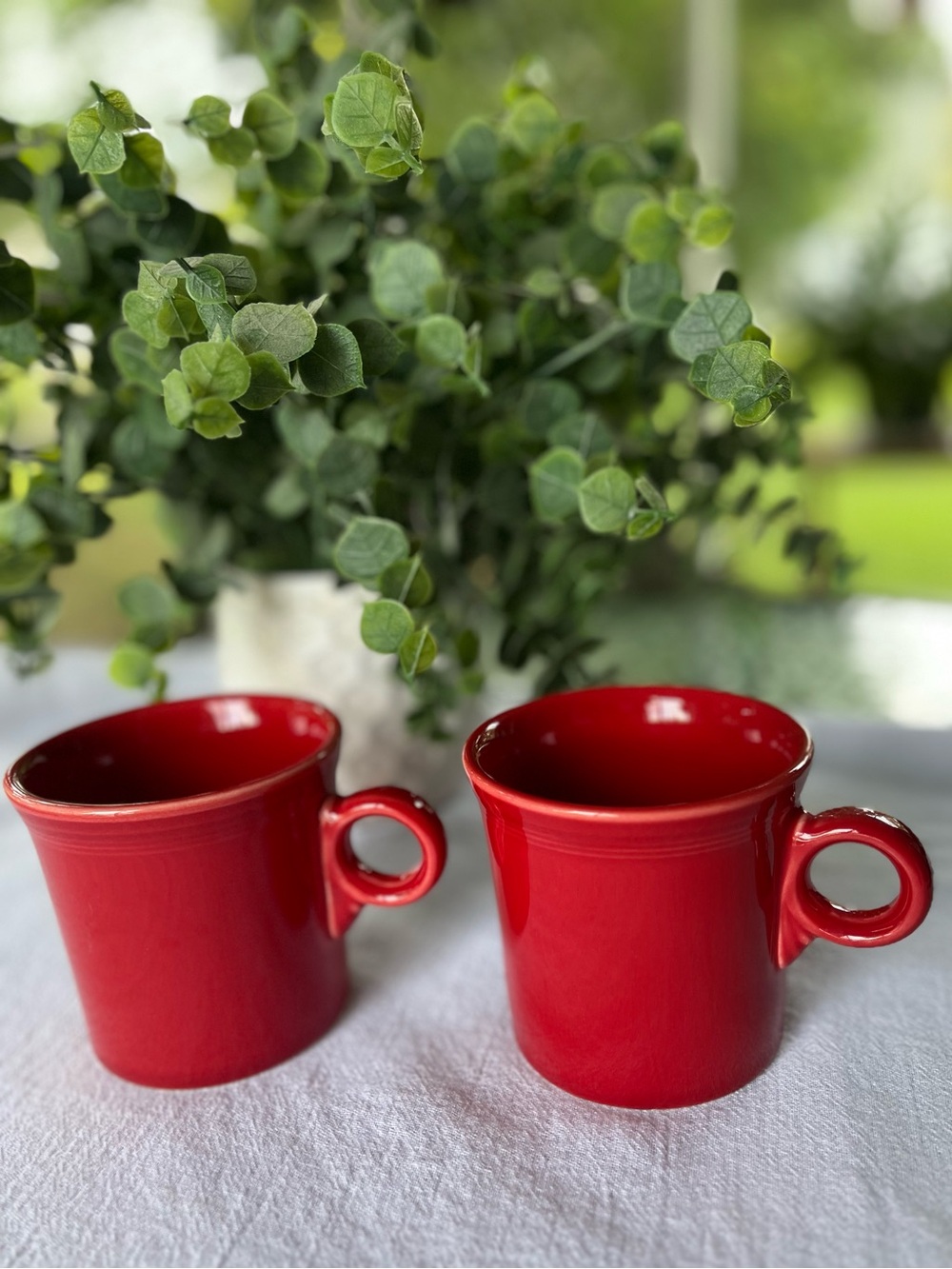 Vintage Fiesta Scarlett Red O Ring Handle Ceramic Coffee Mugs cups Fiestaware